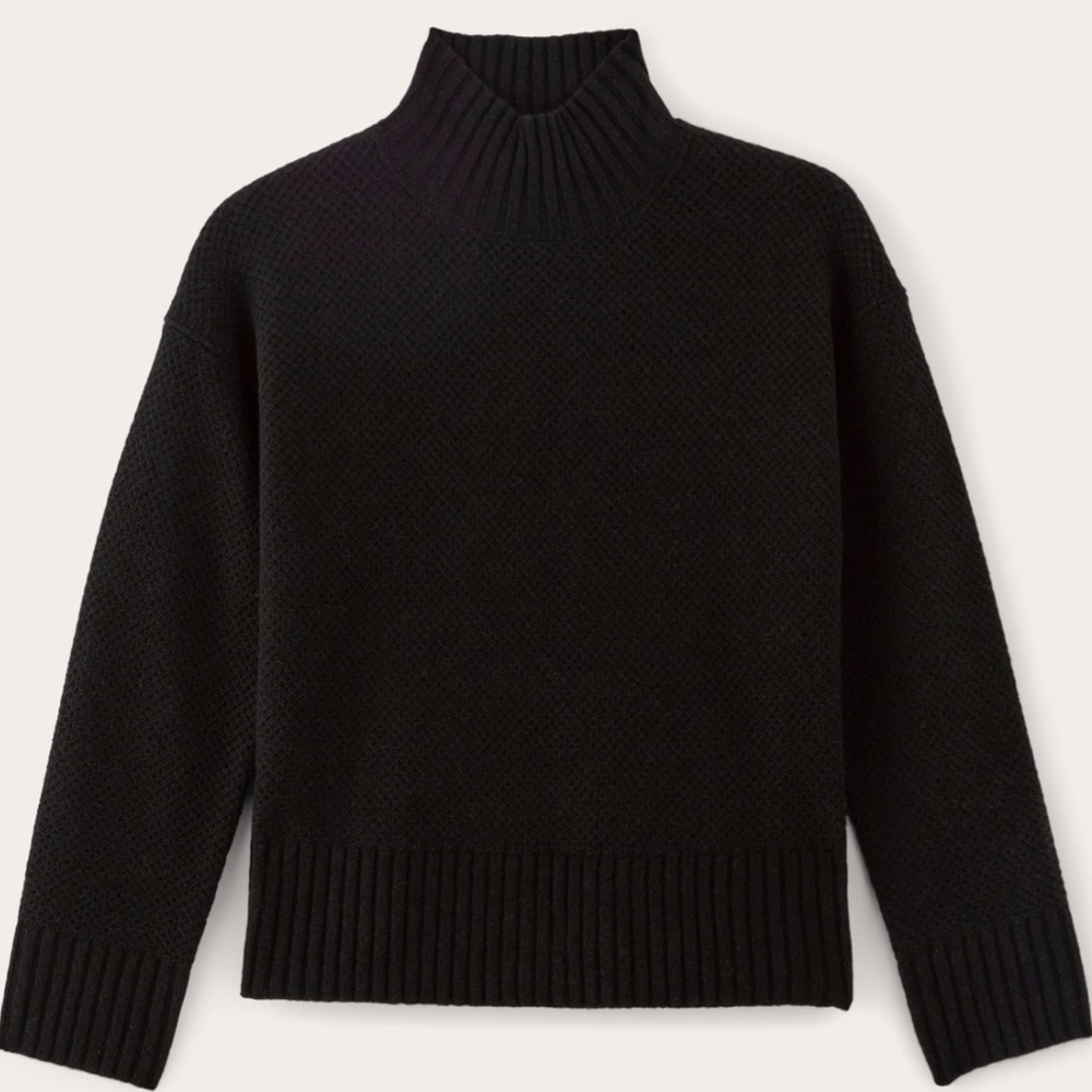 Black Funnel Neck in Wool Cashmere
